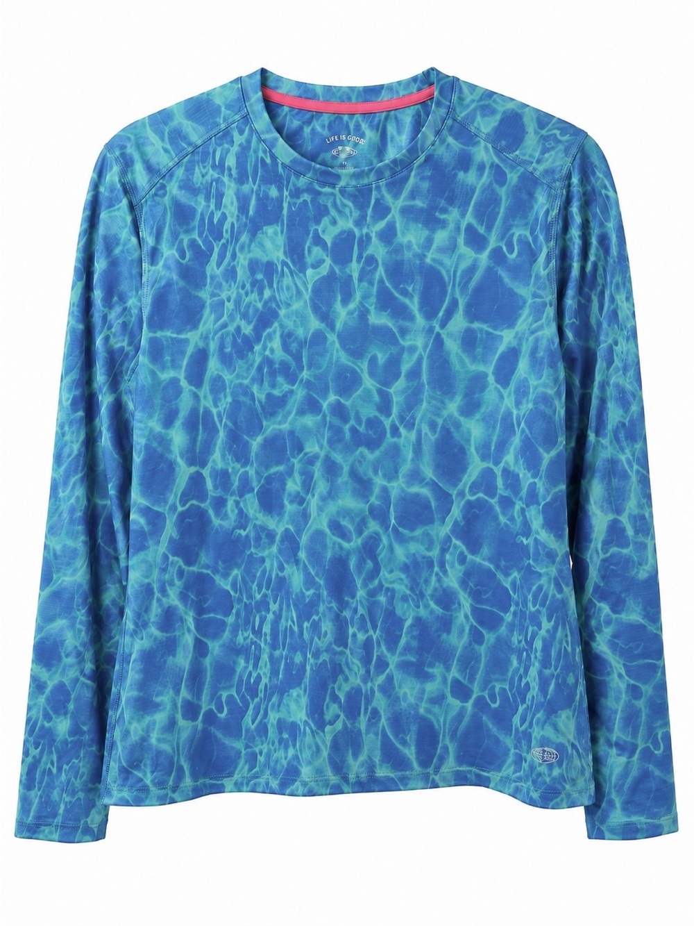 Reel Legends Blue & Teal Water-Print Long-Sleeve Swim Coverup Shirt M     💙💚💙
